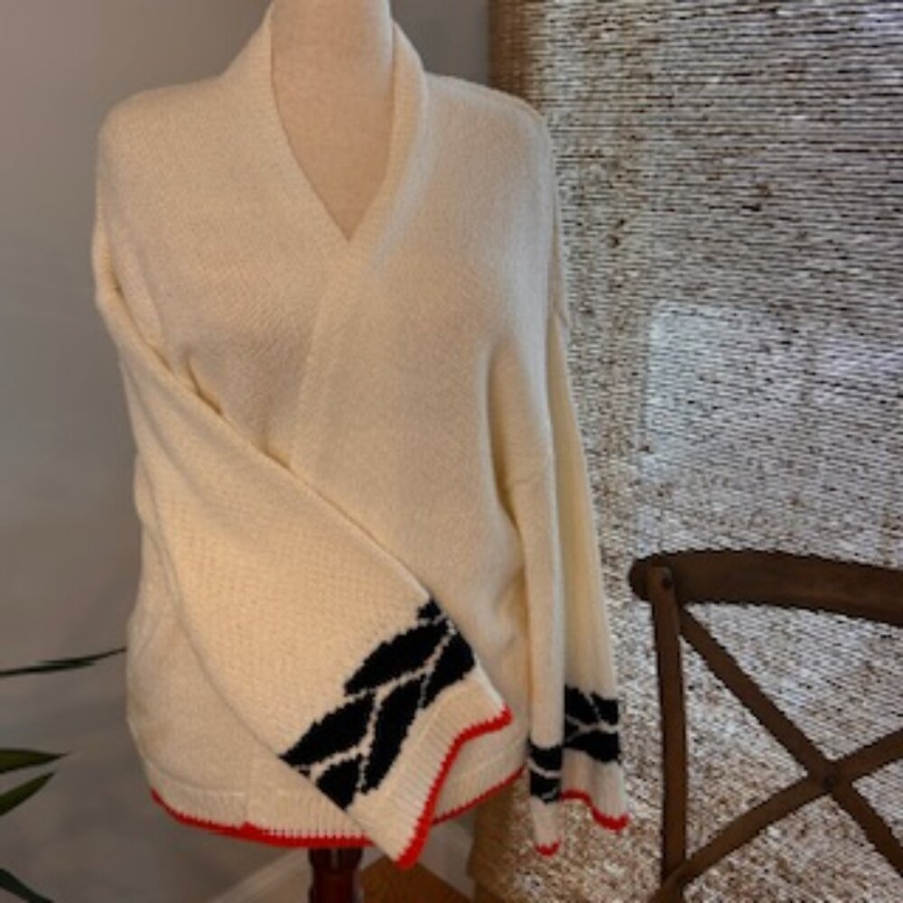 Maeve x Anthropologie White Knit Sailboat Cardigan - Size 1X ** NEVER WORN ** - Picture 3 of 4